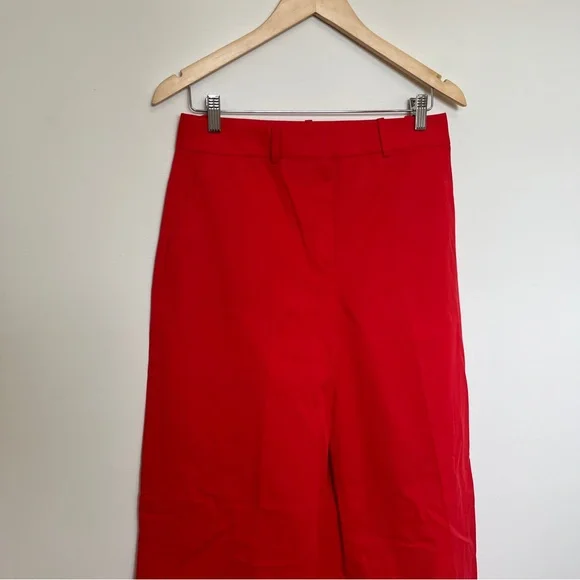 Theory Womens Red High Rise Stretch Wide Leg Pants Soft Chino NWOT Size 6 - Picture 3 of 6
